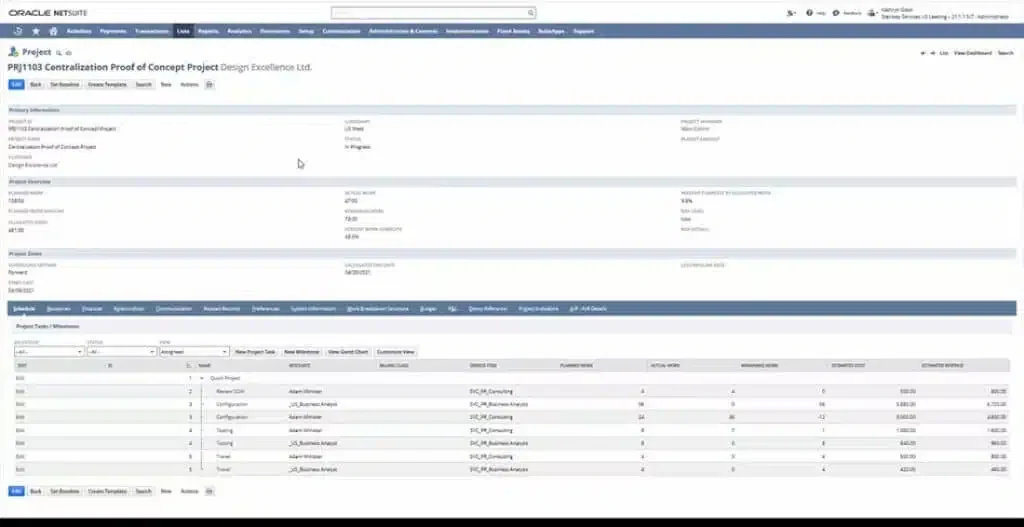 netsuite project management erp