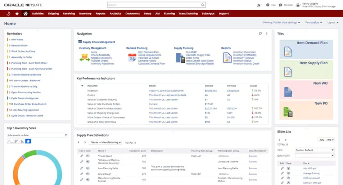 NetSuite supply chain management software