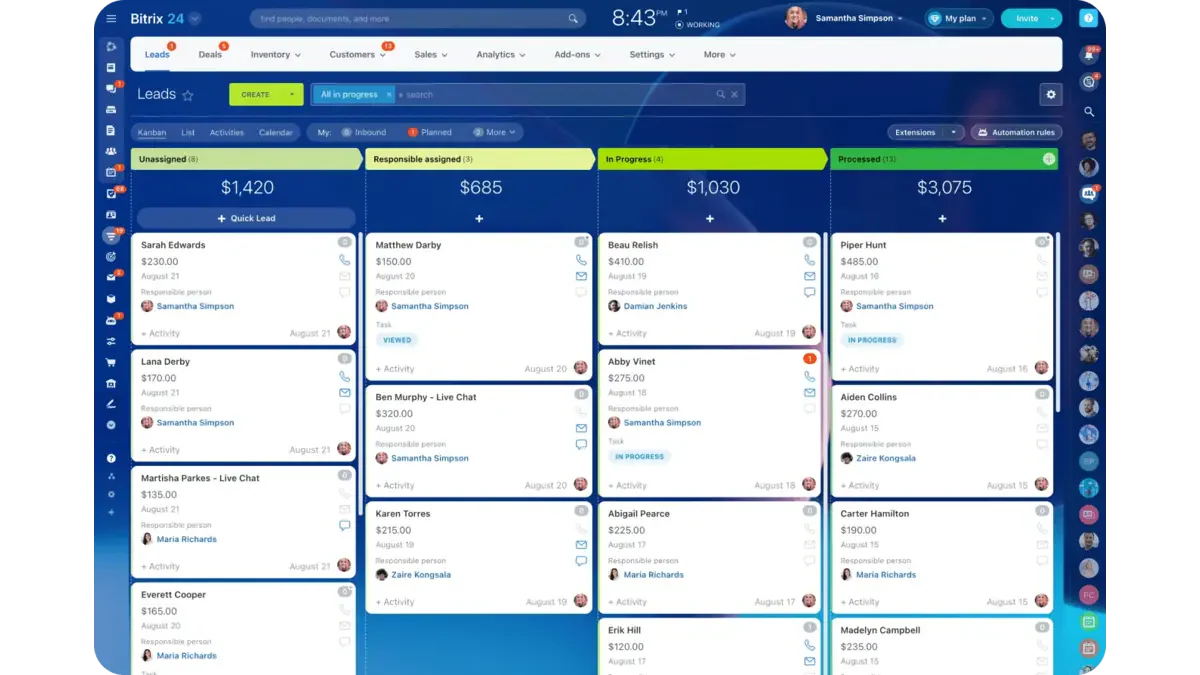 bitrix24 crm software for retail