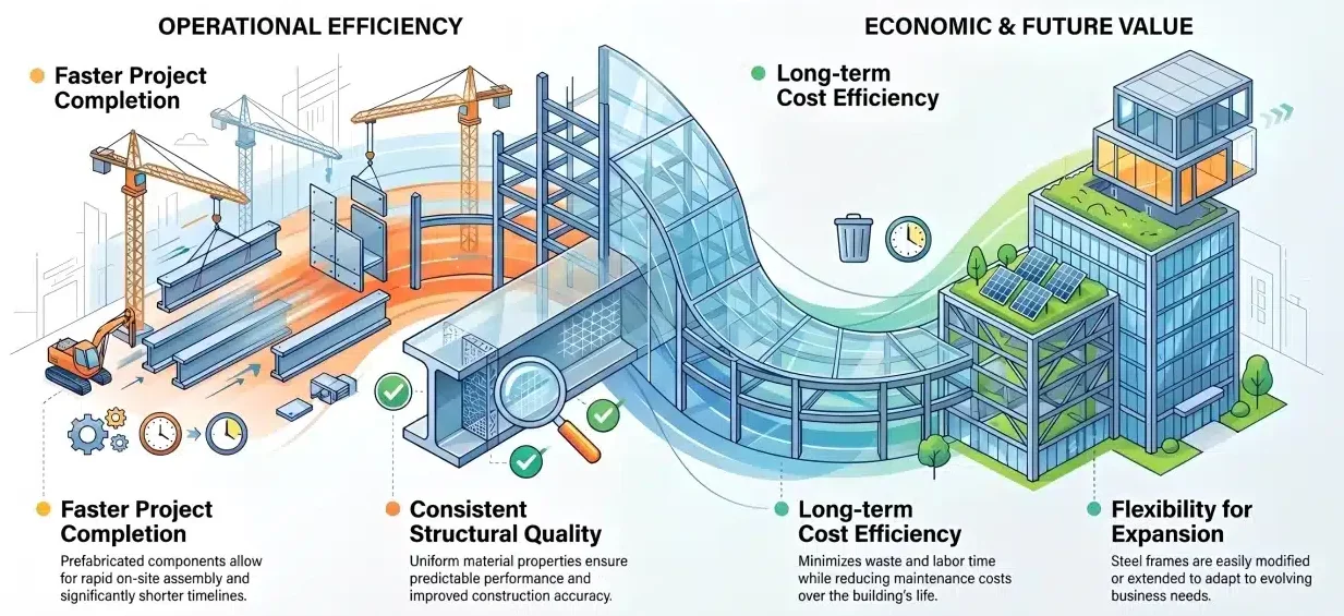 advantages of steel construction