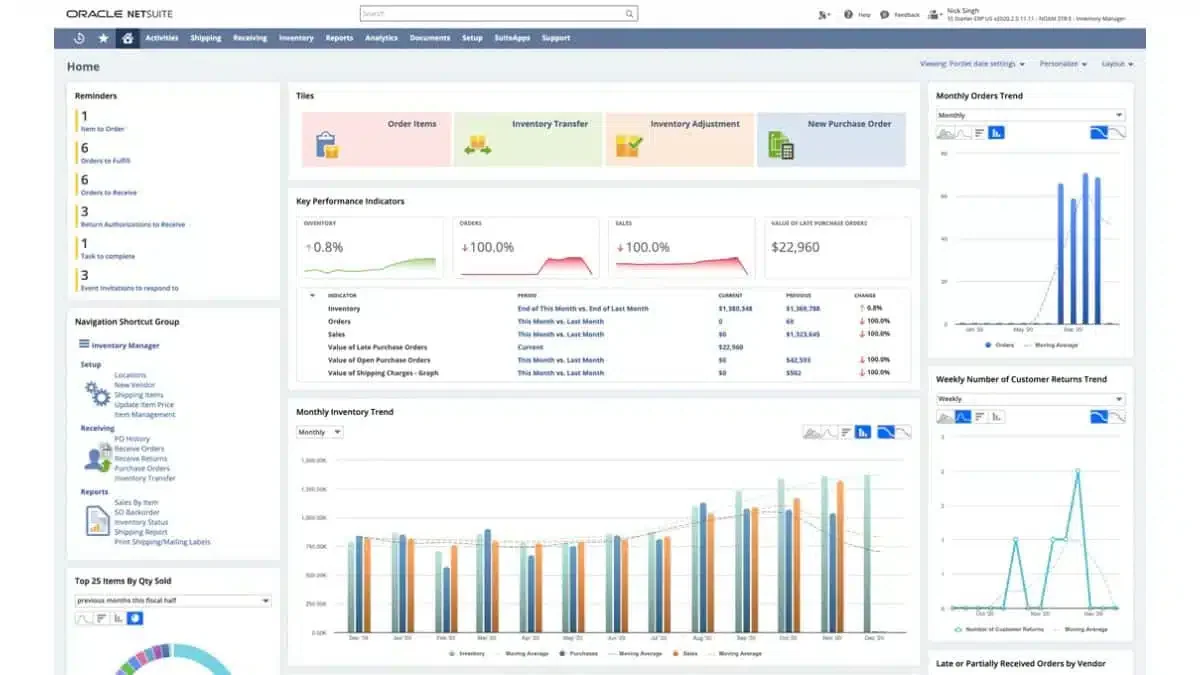 Netsuite e-commerce inventory management software