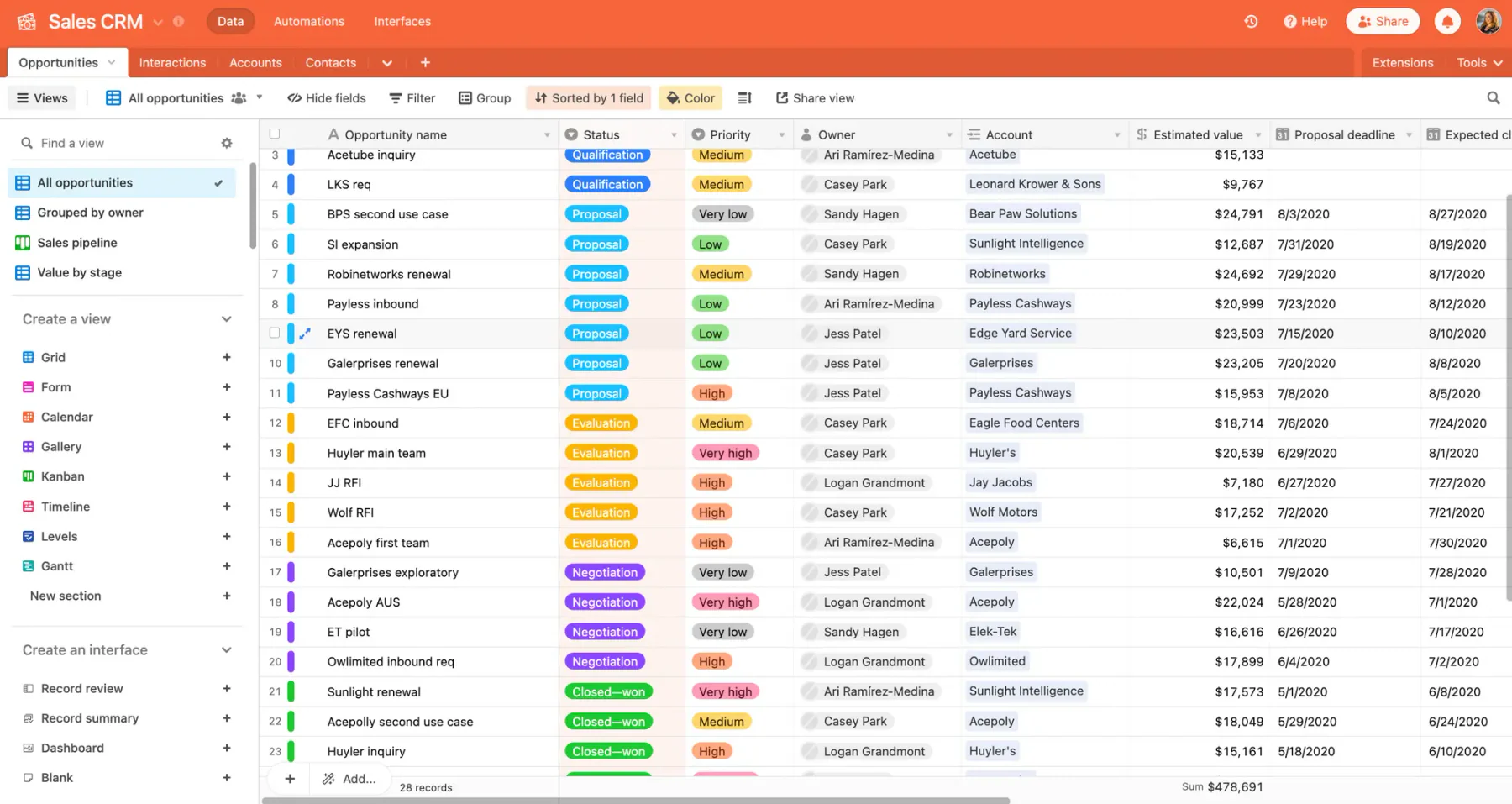 Airtable client management software