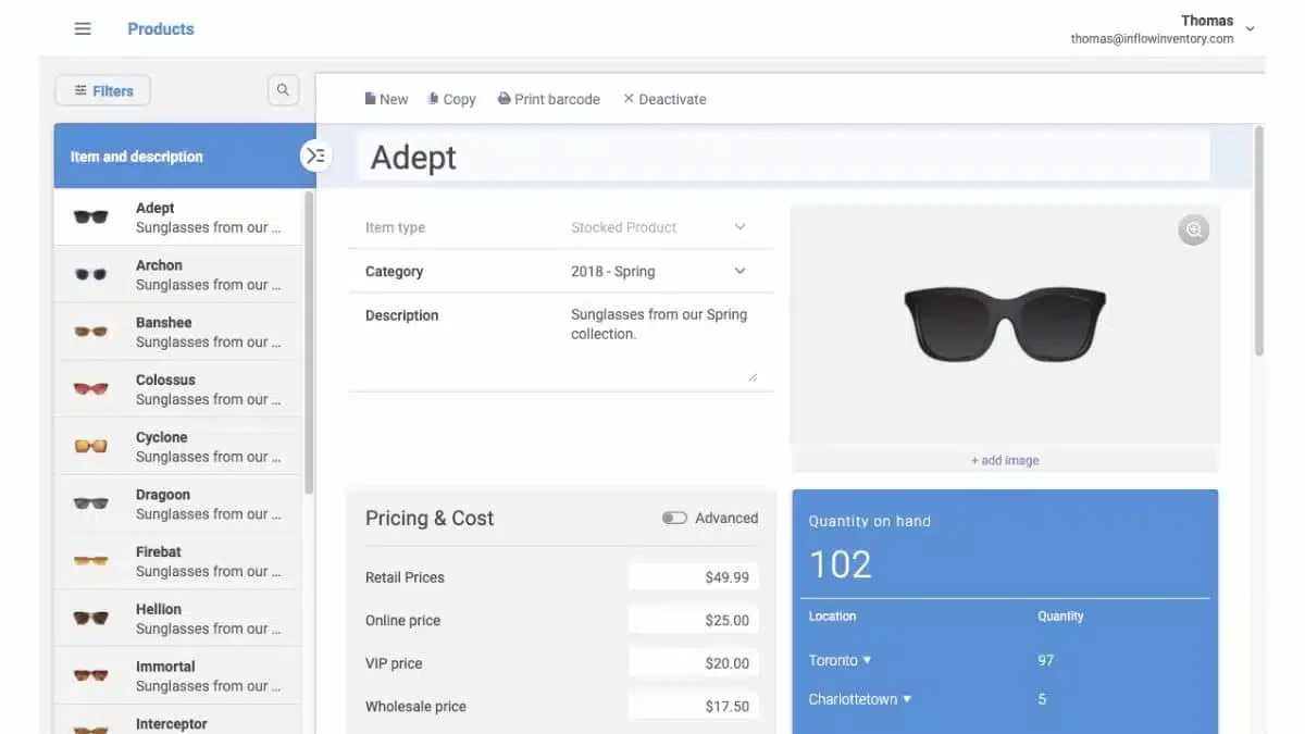 inFlow e-commerce inventory management software