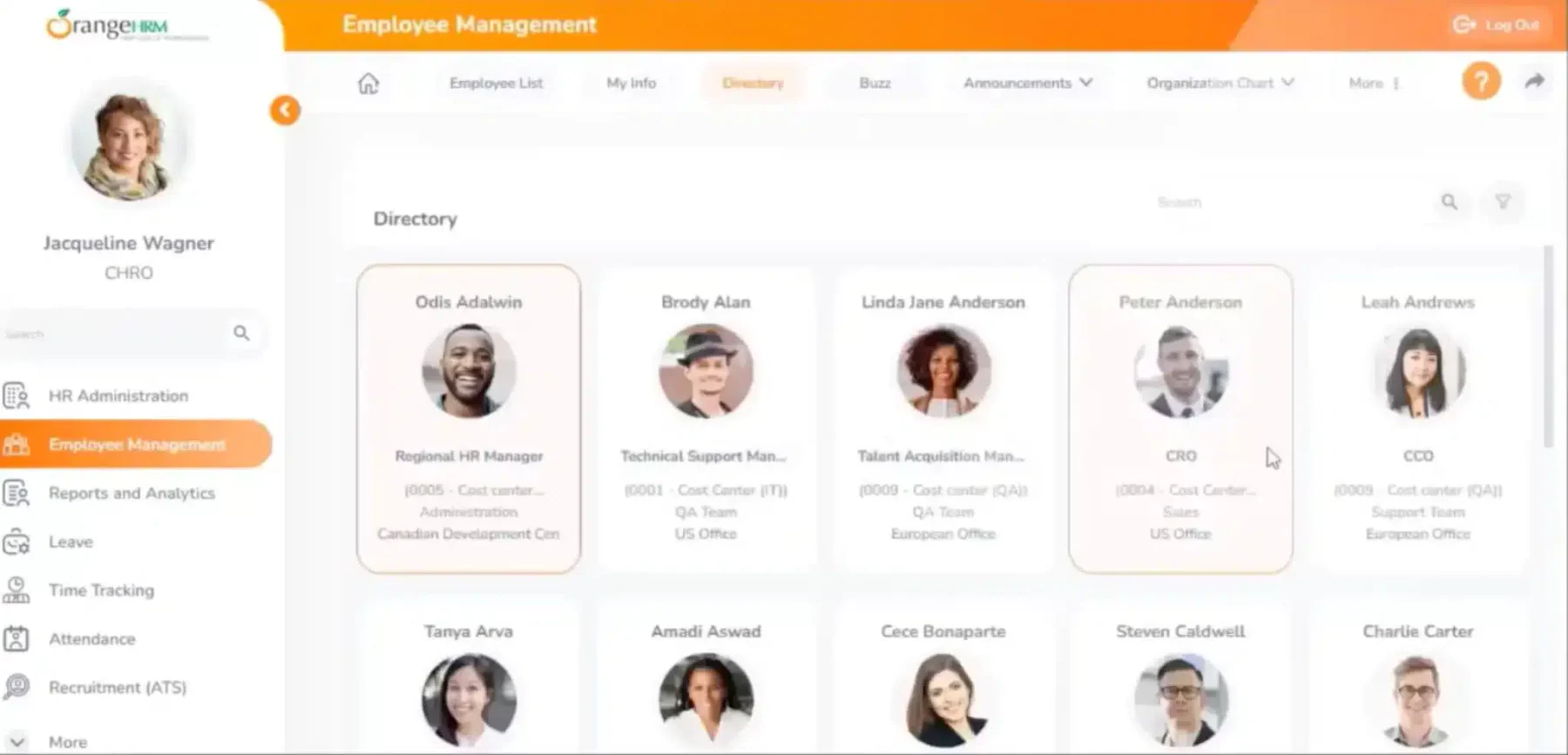 tampilan general dashboard employee orangeHRM