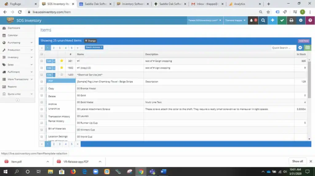 SOS Inventory Manufacturing Inventory Software