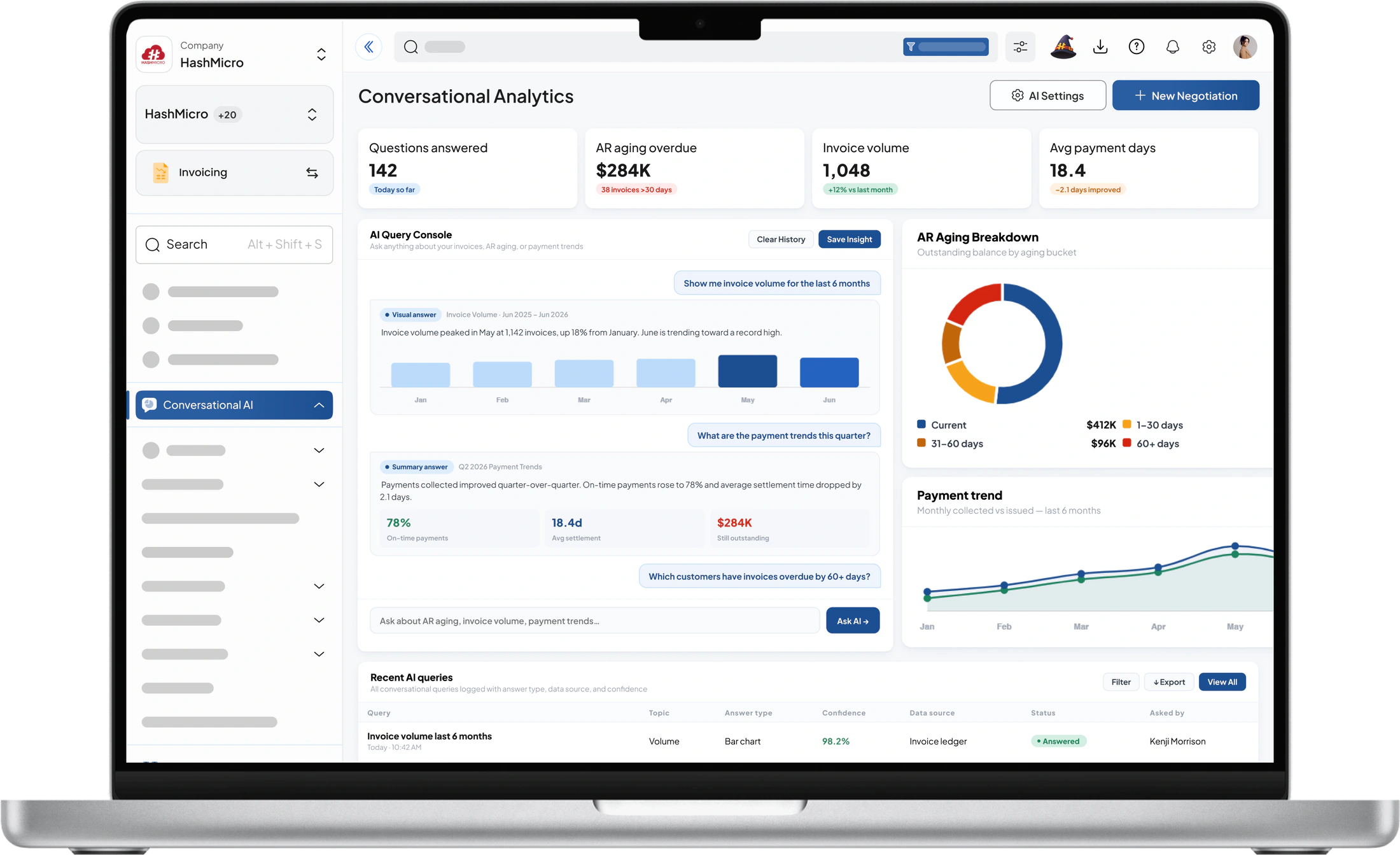 Invoicing Software Conversational Analytics