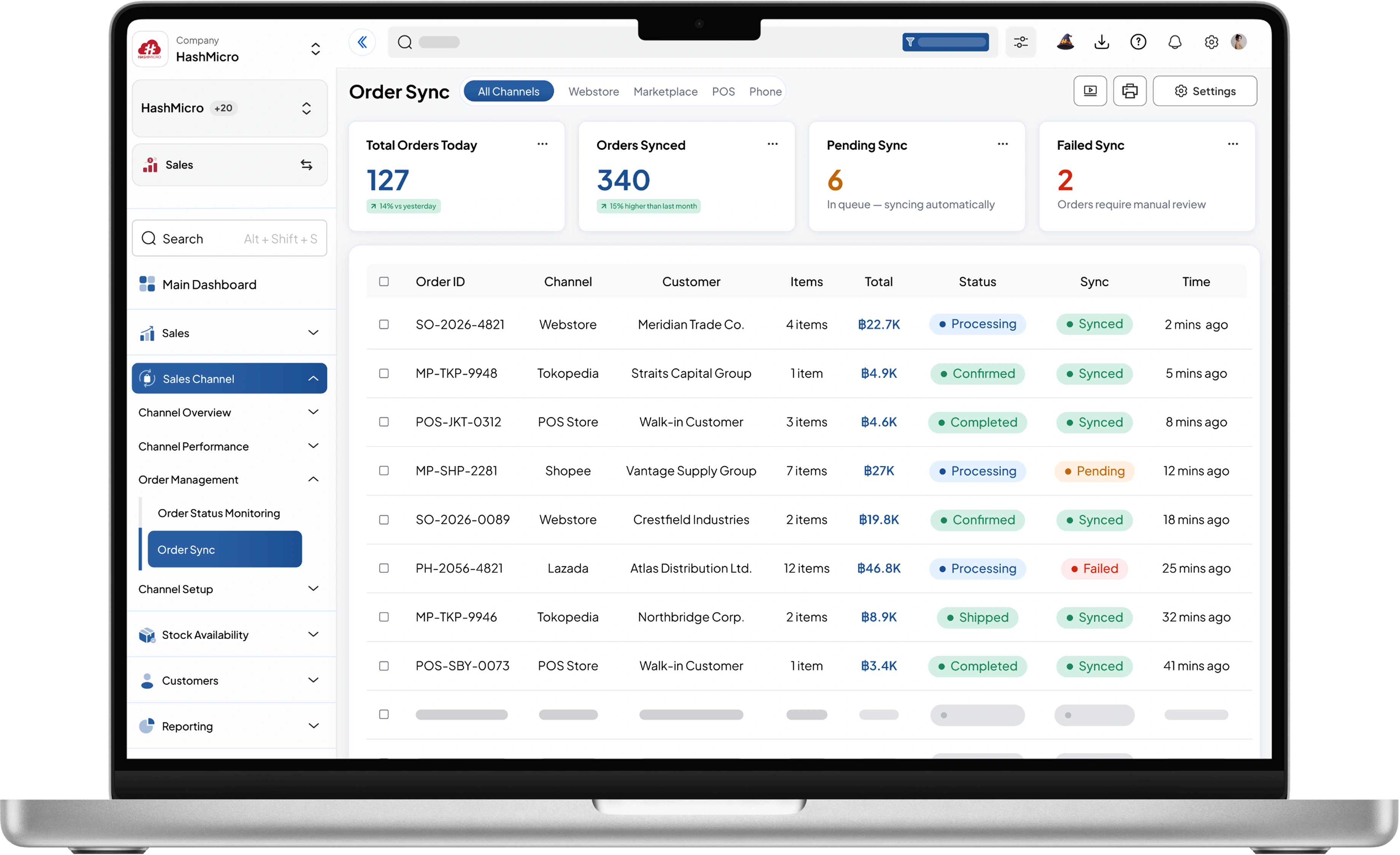 sales dashboard HashMicro for Multi-Channel Order Management