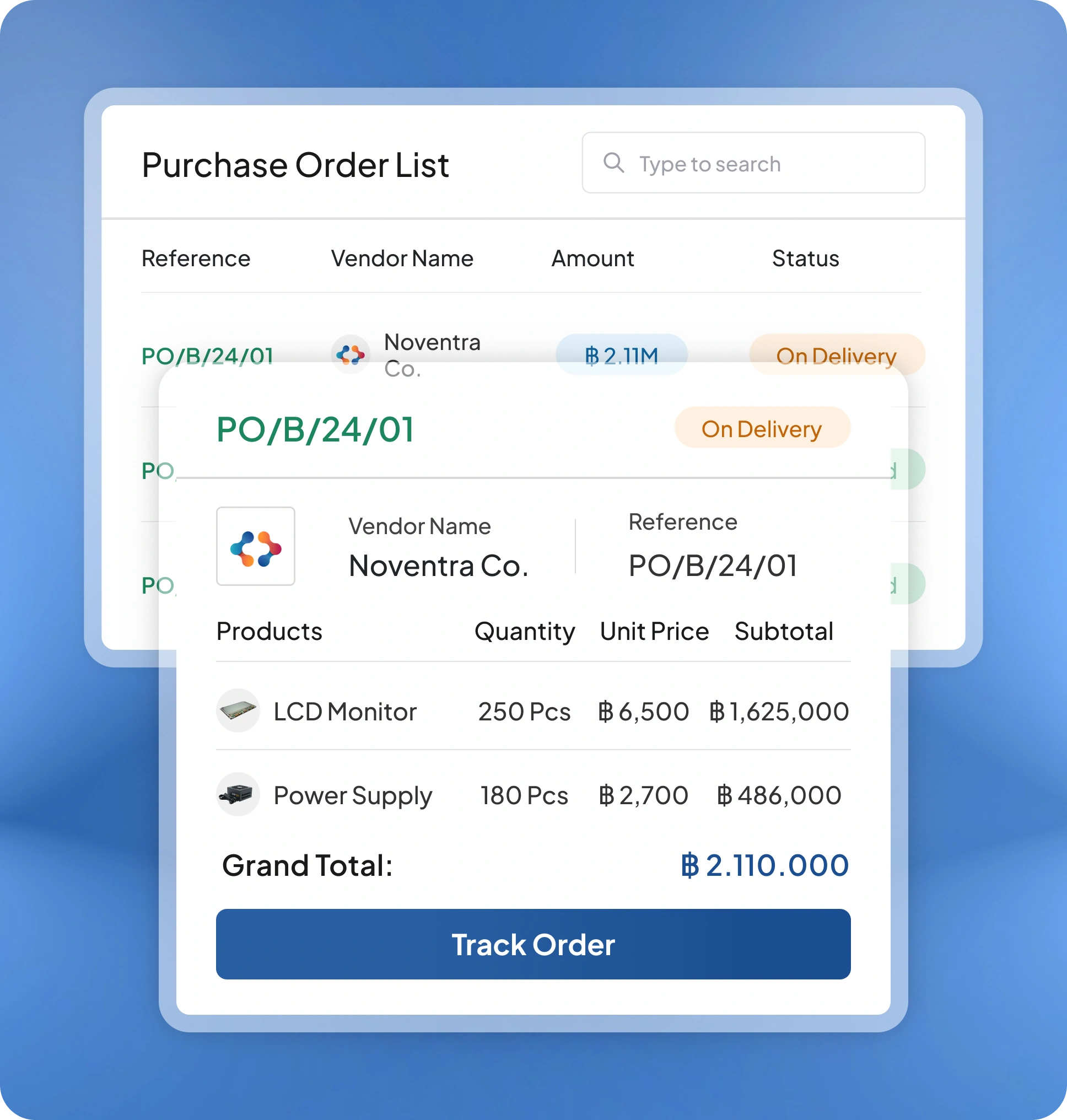 การจัดการ ใบสั่งซื้อ (PO) feature preview